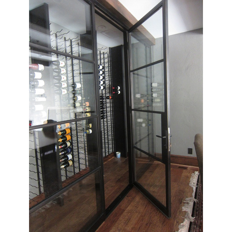 Fashion Single Steel Glass Doors With Tempered Clear Glass