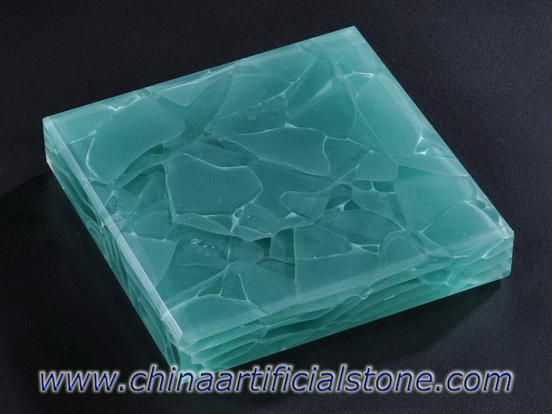 Aquamarine Jade Glass Stone Engineered Upcycle Glass Surface