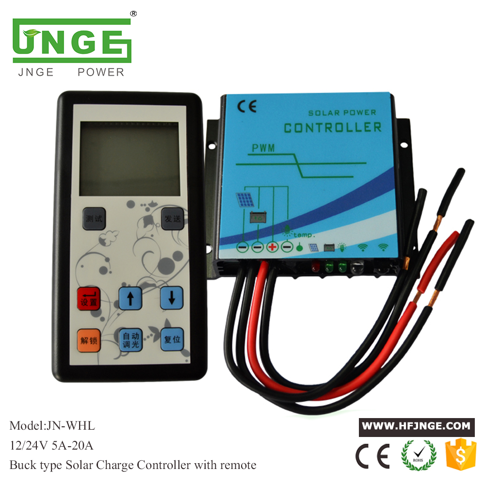 Buck Type constant current IC PWM Solar Charge Controller 12V 24V 5A 10A 15A 20A with remote IP68 Waterproof