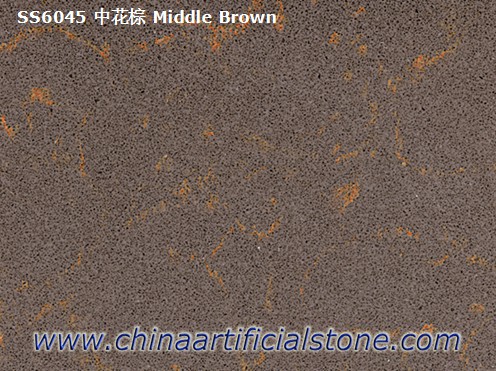 Brown With Gold Veins Quartz Stone Slabs for Countertops