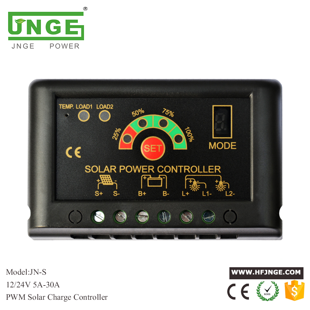 JN-S 12V 24V 5A 10A 15A 20A 30A IP56 Auto Small Solar Controller with Auto Rated Voltage Battery