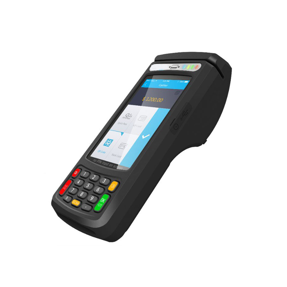4G Android 7.0 EMV Certified Biometric Fingerprint eSIM MPOS with Smart Card Reader