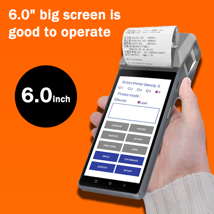 6 Inch NFC Handheld Smart POS Machine With 58mm Thermal Printer Z300