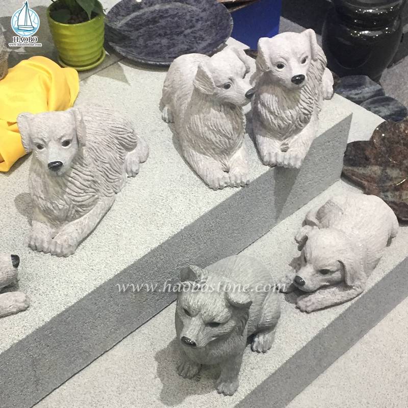 Natural Stone Garden Accessories Animal Puppy Carving