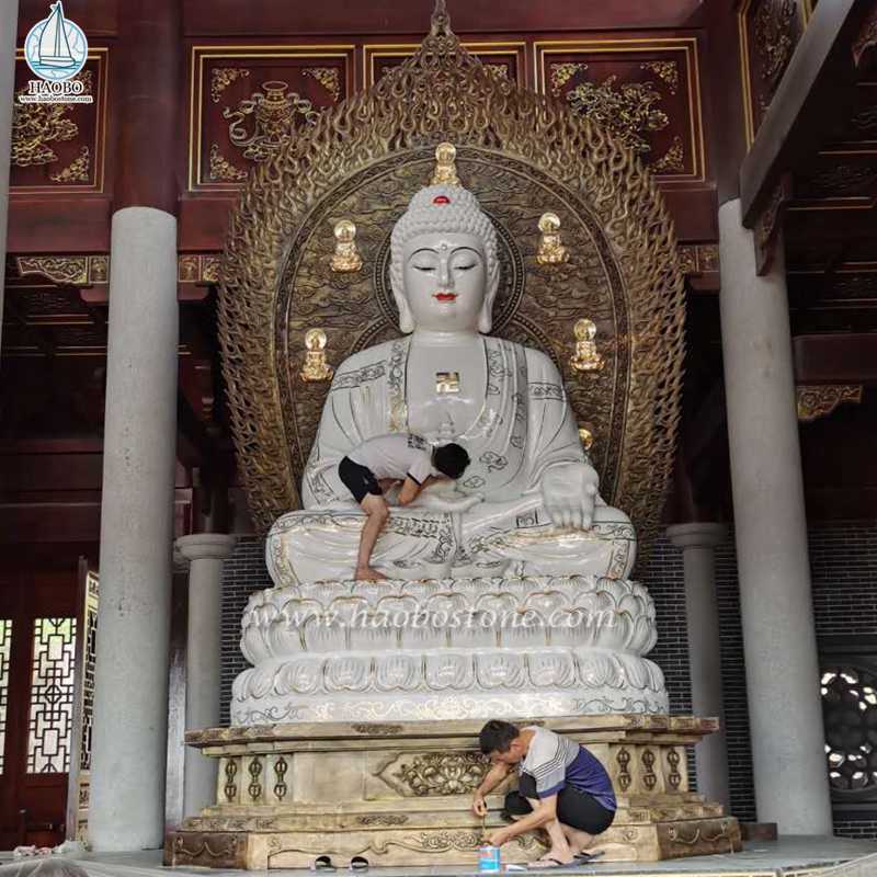 Natural Stone Hand Craft Asian Religious Buddha Sculpture