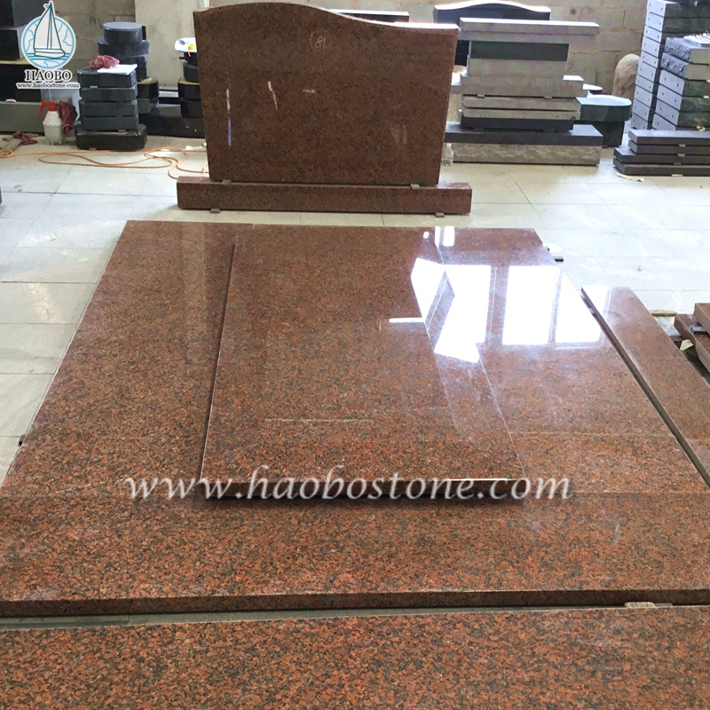 Natural Stone G562 Maple Red Granite Simple Design Gravestone