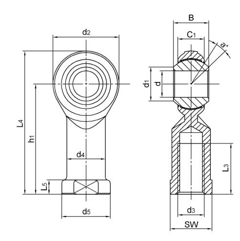 PHS6EC Carbon Steel Rod Ends PHS6EC Carbon Steel Rod Ends