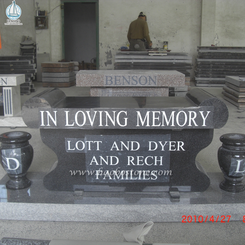 India Black Granite Simple Design Memorials Bench for Cremation
