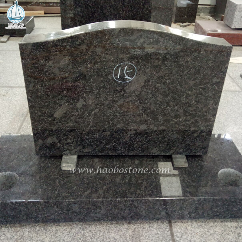 Natural Stone Steel Grey Granite Serp Top Gravestone