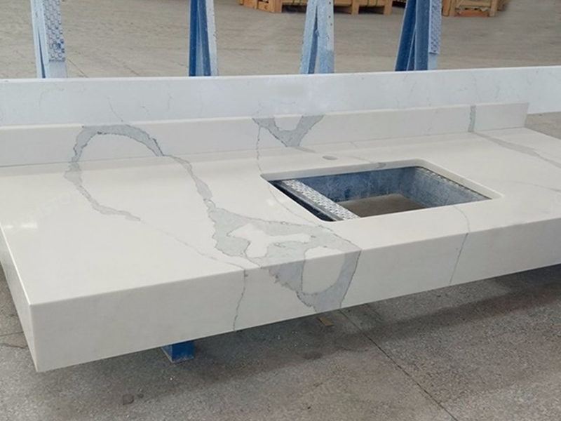 Artificial Calacatta Luccia Quartz Stone Bathroom Vanity Tops