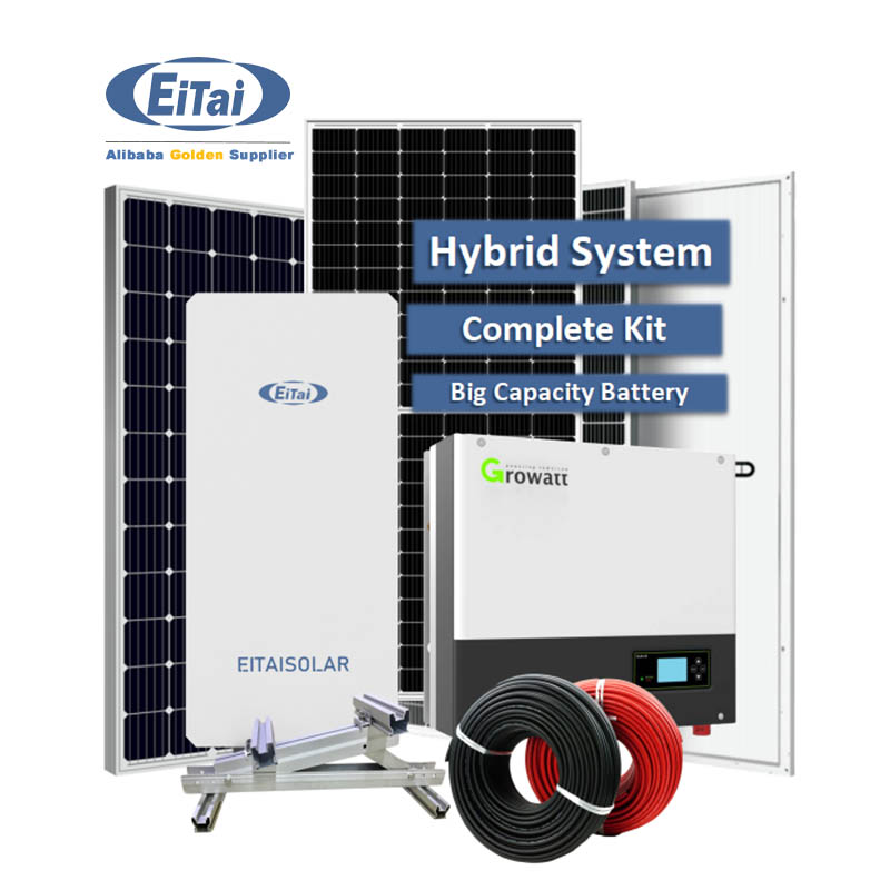 EITAI 10Kw Solar System Hybrid Growatt Inverter Single Phase Pv Kit For Home With Battery Storage