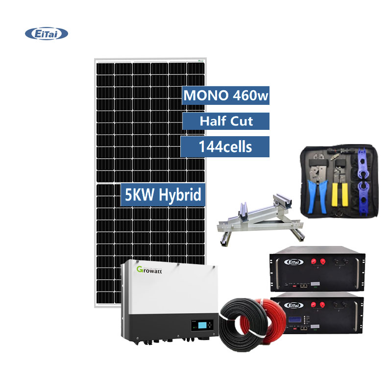 EITAI 5kw Hybrid Solar Energy System Lithium LifePo4 Battery 10kwh 3kva Single Phase 6kw PV System with Wifi Monitor