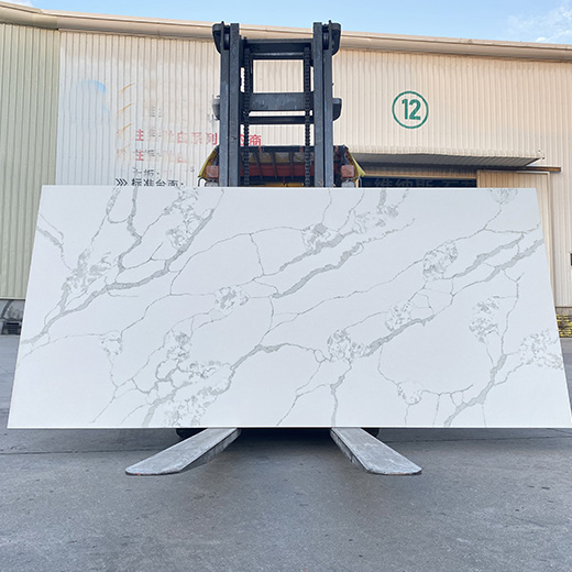 Super Design Subtle Gray Veins Cool-Toned Quartz Slab for Waterfall Island