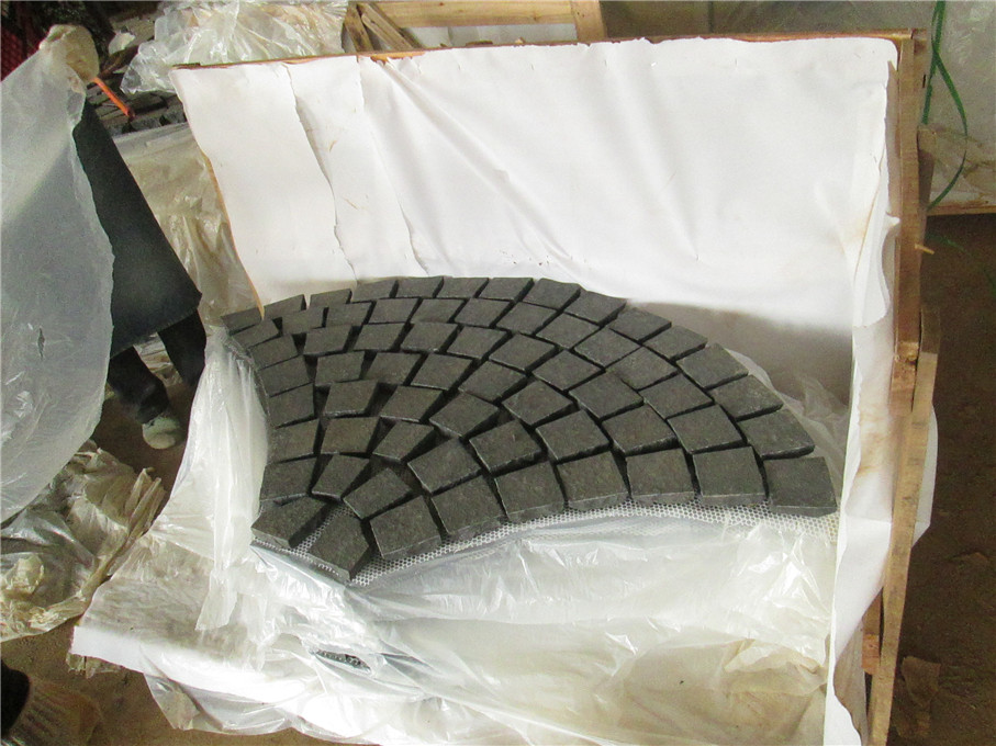 black basalt fan shaped cubes packing black basalt fan shaped cubes packing