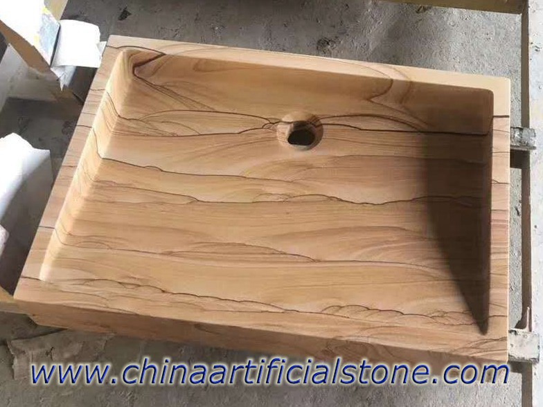 Wooden Sandstone Retangle Sinks 50x40x11cm