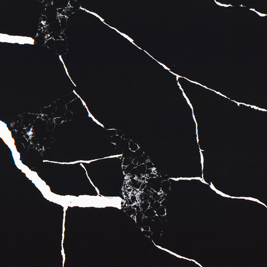 White Flower Design Black Quartz Slab Popular Engineered Stone for Benchtop