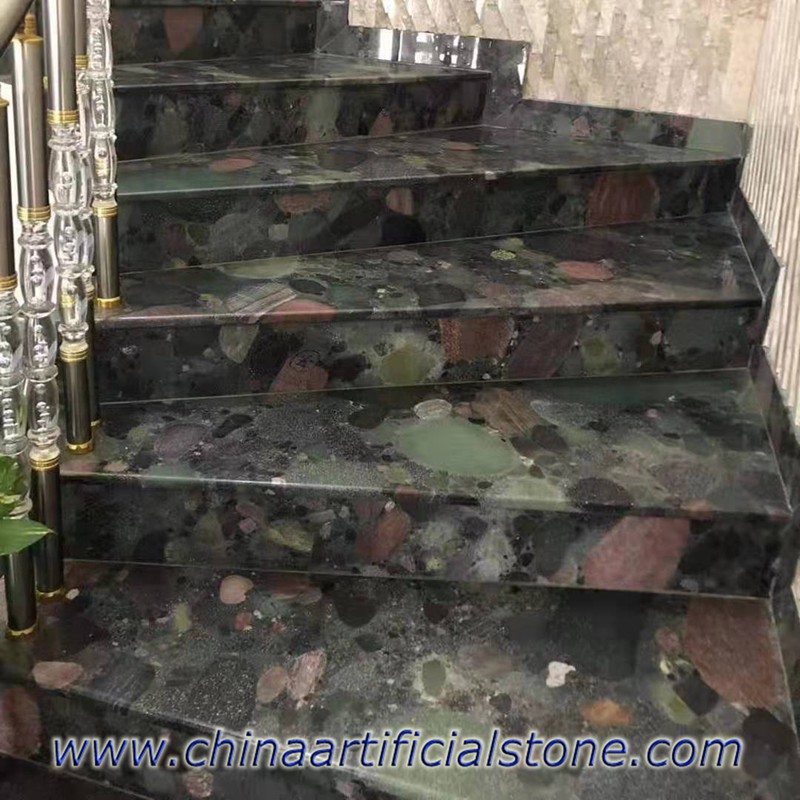Green Pebble Granite treads Green Pebble Granite treads