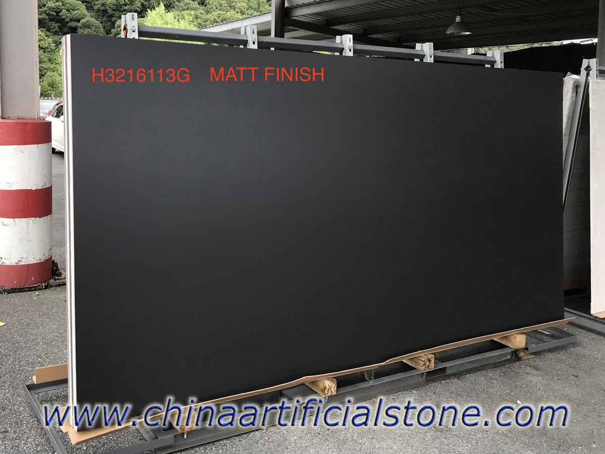 Pure Black Sintered Stone Porcelain Slabs 3200x1600mm Matt