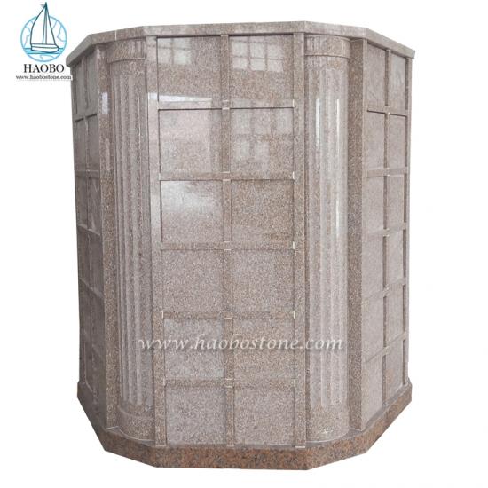 Red Granite Memorial Family Columbarium With Columns